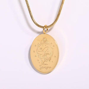 Oval Zodiac Pendant Necklace