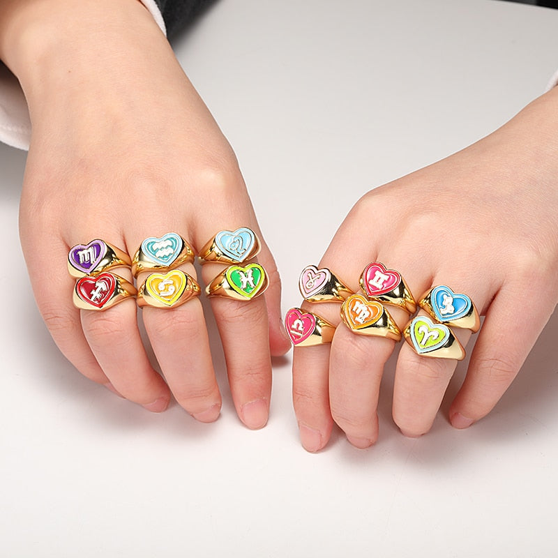 Colorful Zodiac Signet Ring
