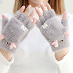 Load image into Gallery viewer, Fuzzy Fingerless Reindeer Gloves
