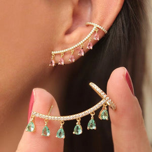 Water Drop Crystal Cuff Earring