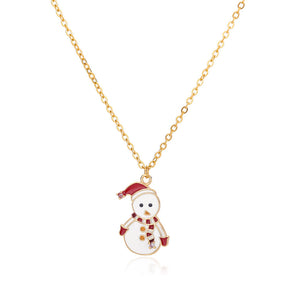 Frosty Snowman Enamel Pendant Necklace