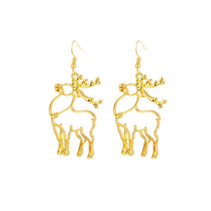 Hollow Gold Christmas Pendant Earrings