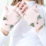 Load image into Gallery viewer, Fuzzy Fingerless Reindeer Gloves
