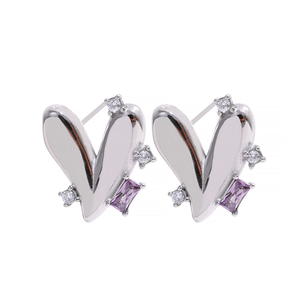 Romantic Crystal Accent Heart Earrings