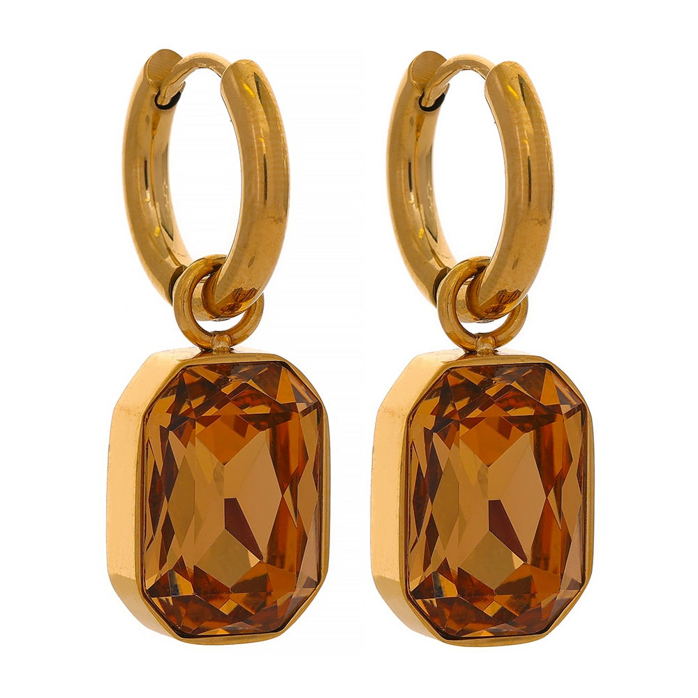 Jewel Tone Crystal Huggie Earrings