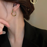 Load image into Gallery viewer, Geometric Crystal Hoop Earrings

