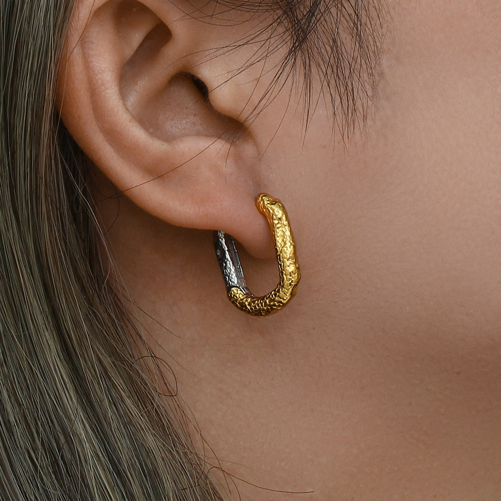 Vintage Mixed Color Oval Hoop Earrings