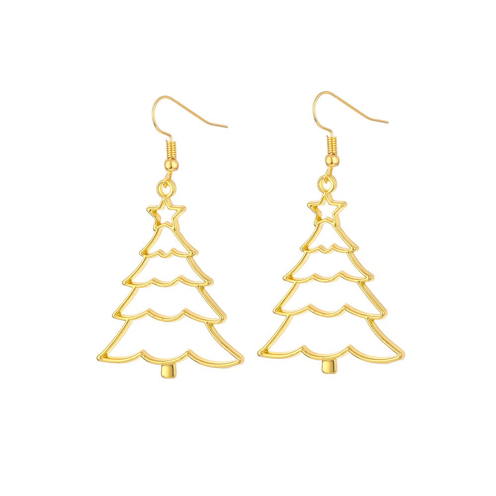 Hollow Gold Christmas Pendant Earrings