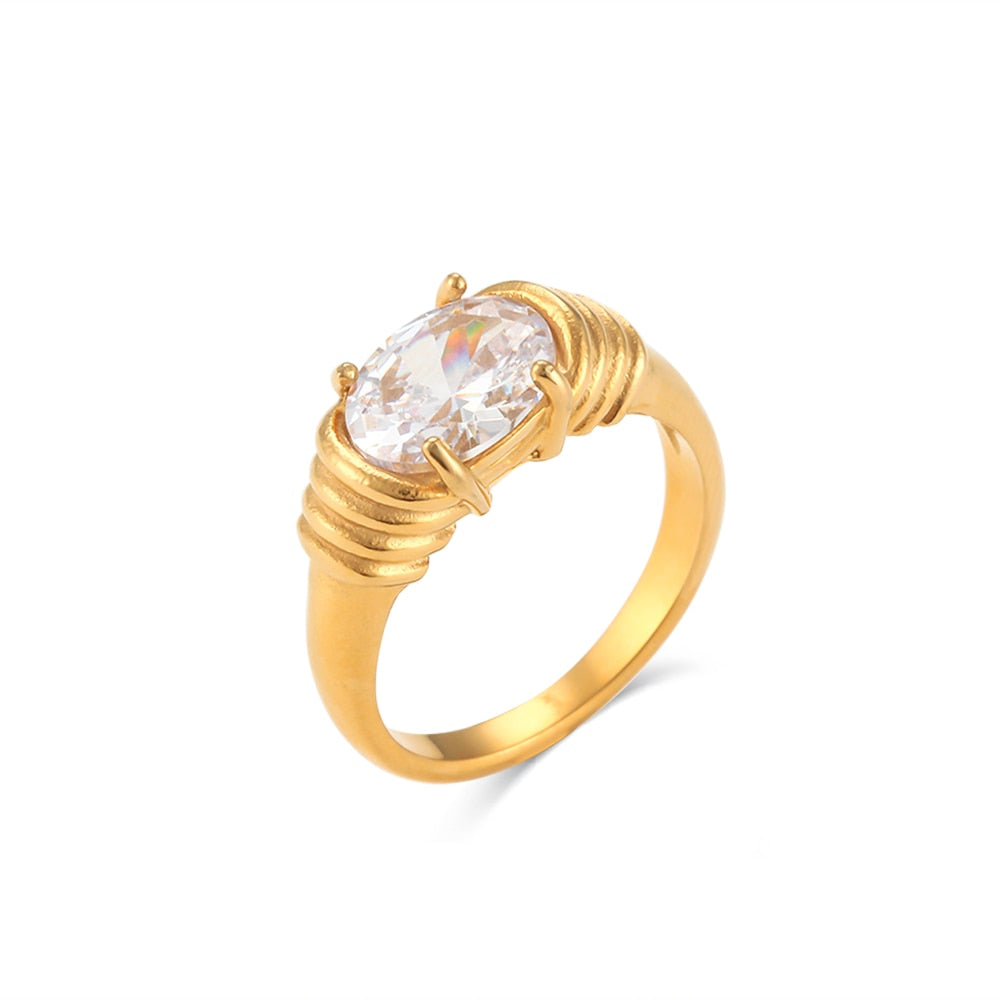 Oval Cut Crystal Ring