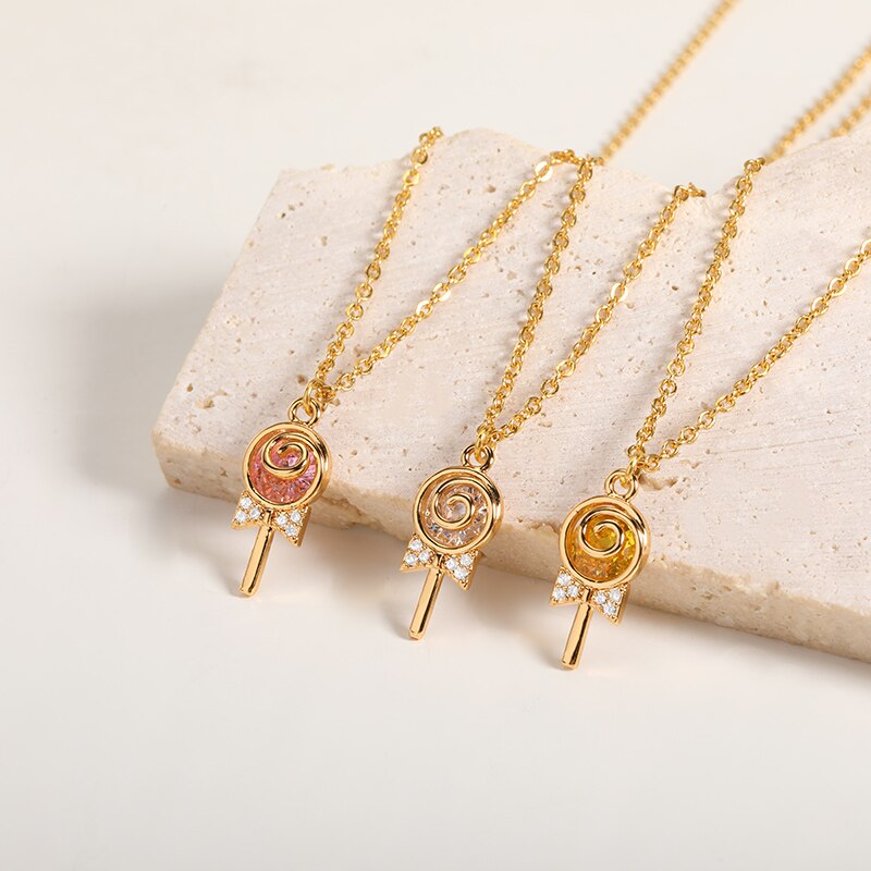 Crystal Lollipop Pendant Necklace