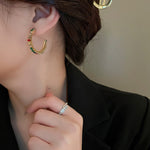 Load image into Gallery viewer, Geometric Crystal Hoop Earrings
