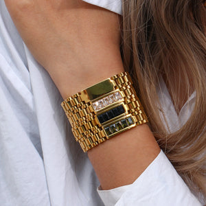 Crystal Stone Paved Watchband Bracelet