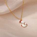 Load image into Gallery viewer, Frosty Snowman Enamel Pendant Necklace
