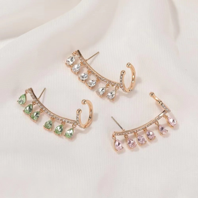 Water Drop Crystal Cuff Earring