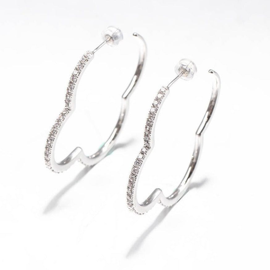 Lucky Clover Crystal Hoop Earrings