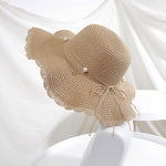 Load image into Gallery viewer, Wide Brim Pearl Sun Hat
