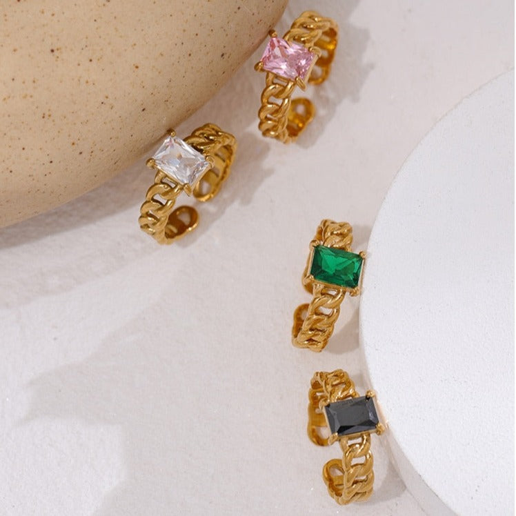 Colorful Crystal Chain Ring