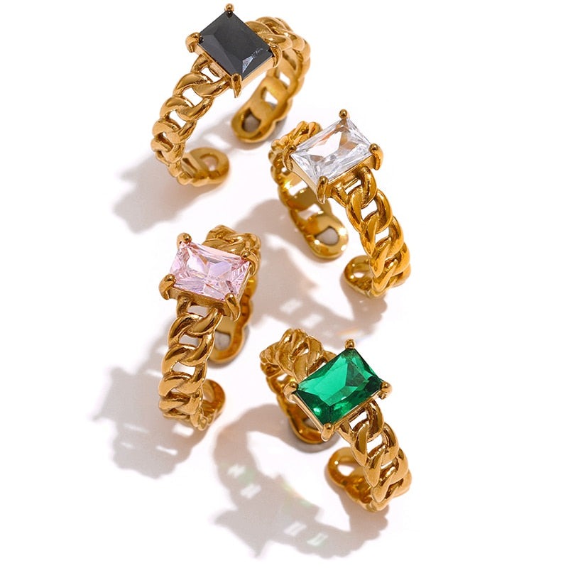Colorful Crystal Chain Ring