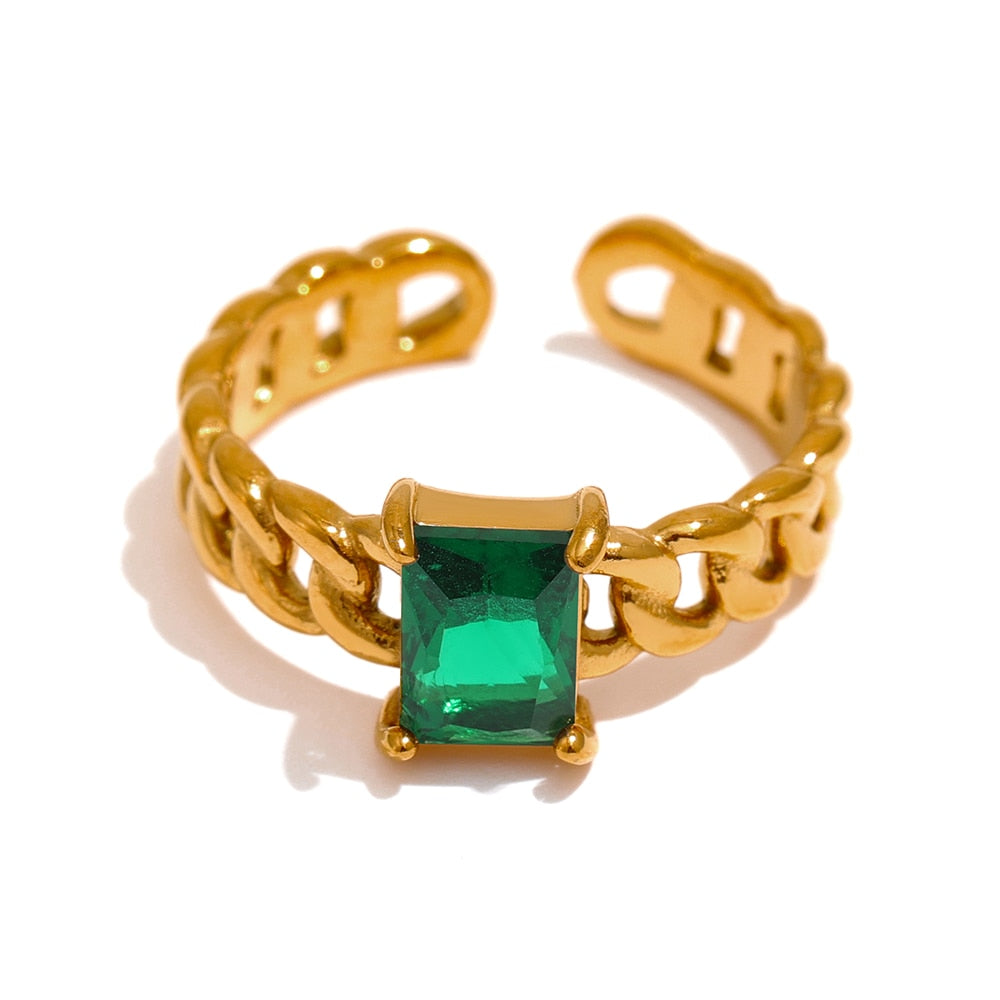 Colorful Crystal Chain Ring