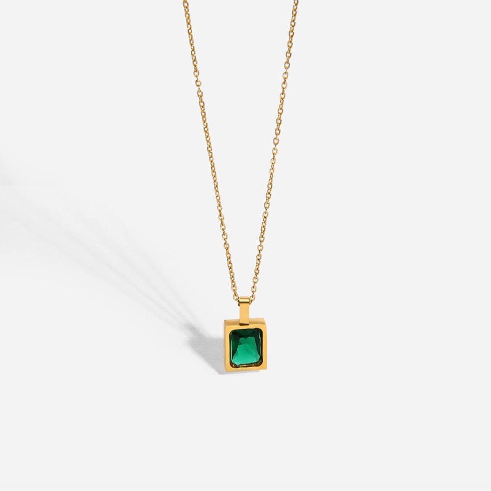 Rectangular Crystal Pendant Necklace