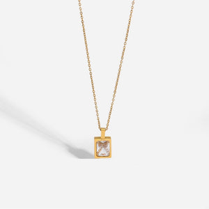 Rectangular Crystal Pendant Necklace