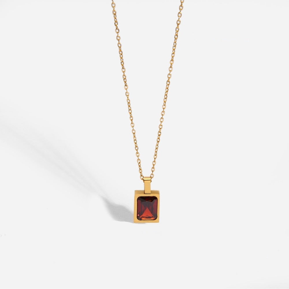 Rectangular Crystal Pendant Necklace